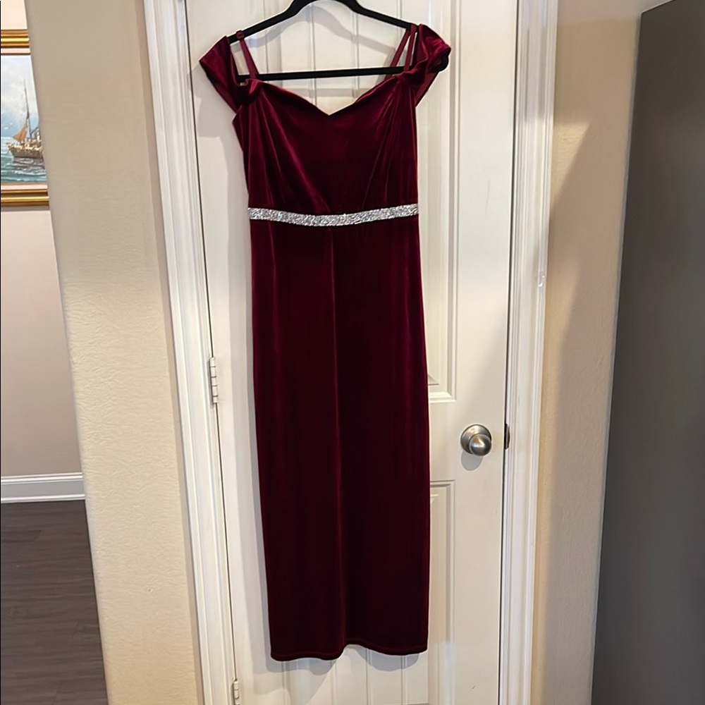 Burgundy Velour Petite Dress Size Petite Large